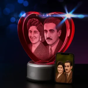 heart 3d shaped crystals with a couple